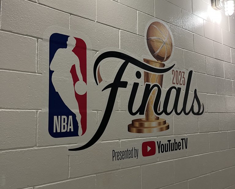 Wall with NBA logo