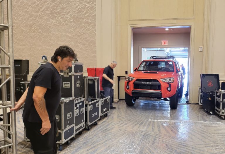 Bringing one of the new Toyota to display and light at the front entrance.